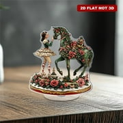 Rotating acrylic display featuring a ballerina nutcracker with poinsettias, candy canes, and roses in vibrant colors, showcasing exquisite details and charming fantasy realism