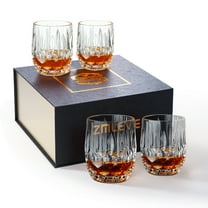 Zmleve Old Fashioned Whiskey Glasses with Deluxe Box - 11 oz. Rocks Drinkware for Scotch, Bourbon, Liquors and Cocktails - Set of 4 - Gifts for Men