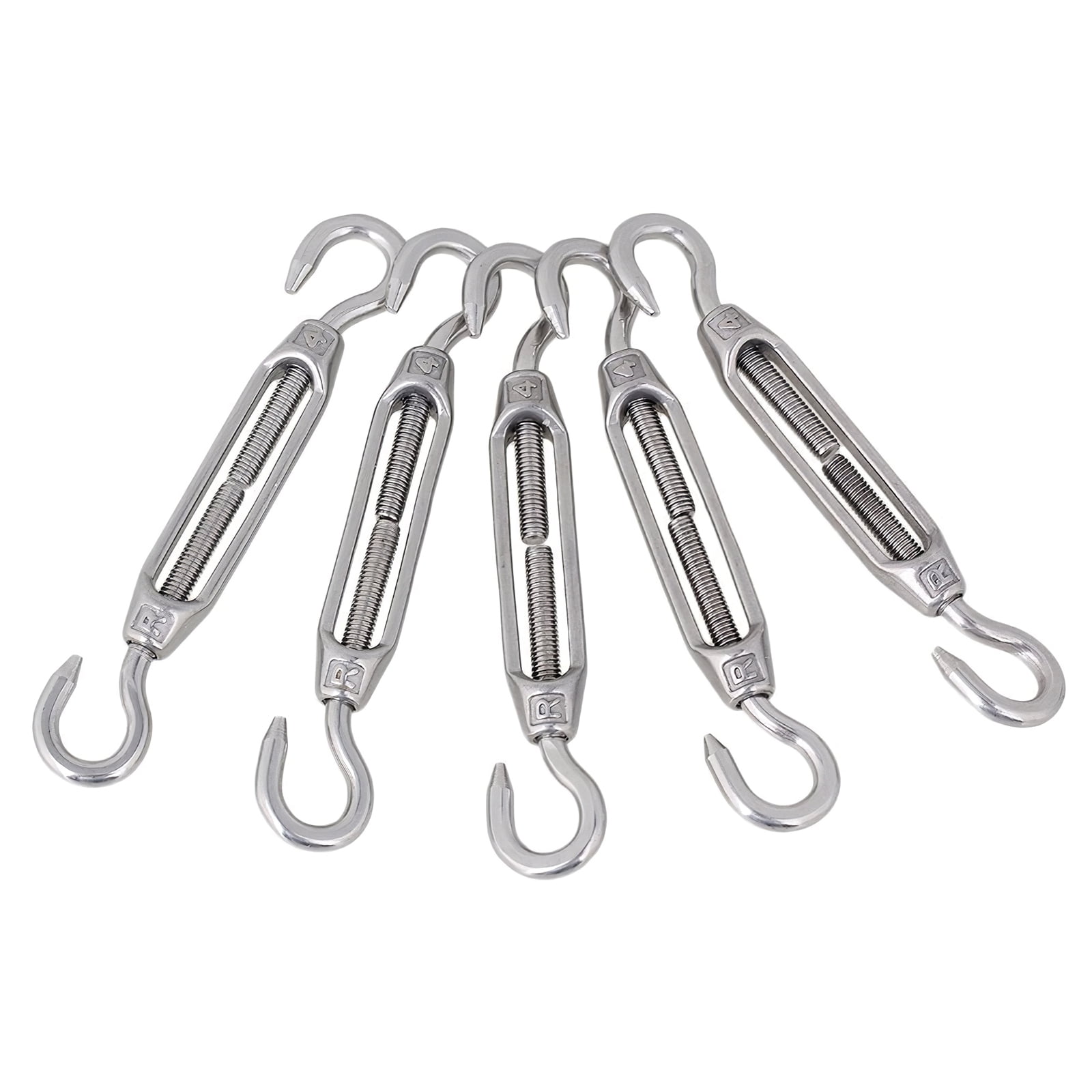 10pcs OC Turnbuckle Wire Tensioner Strainer M5 304 Stainless Steel Hook and Eye Rope Cable Tension Set