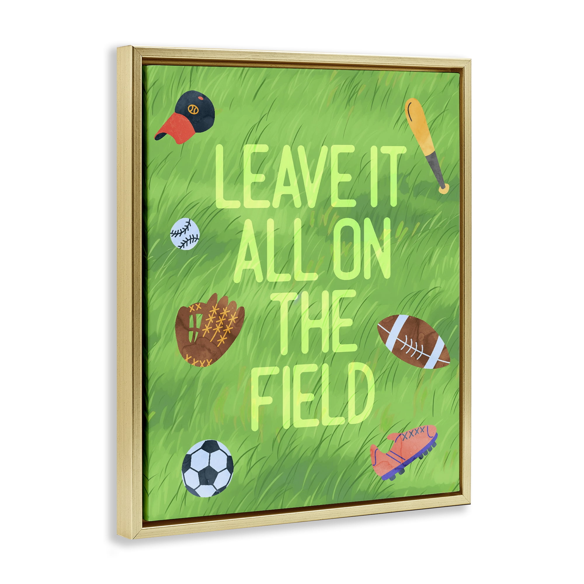 Stupell Industries Leave It On The Field Gold Framed Floater Canvas Wall Art, design by Lil' Rue