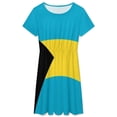 thumbnail image 3 of Bahamas Flag Dress Fashion Beach Short Sleeve Dresses Female Party Printed Sundress, 3 of 7