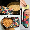 thumbnail image 5 of Yayeee Oven Mitts and Pot Holder Set of 2 Heat Resistant Kitchen Gloves Baking Hot Pad, Retro Geometric, 5 of 5