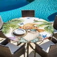 thumbnail image 6 of Coastal Gnomes Round Tablecloth, Fitted Table Cover with Elastic for 36"-44" Round Tables, Ocean Starfish Shell Palm Tree Butterfly Table Cloth Outdoor Indoor Dinning Party Waterproof Tablecloths, 6 of 7