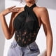 thumbnail image 1 of Camisola moldeadora de cintura con lazo sin espalda informal de encaje para mujer, top de poliéster, 1 of 4