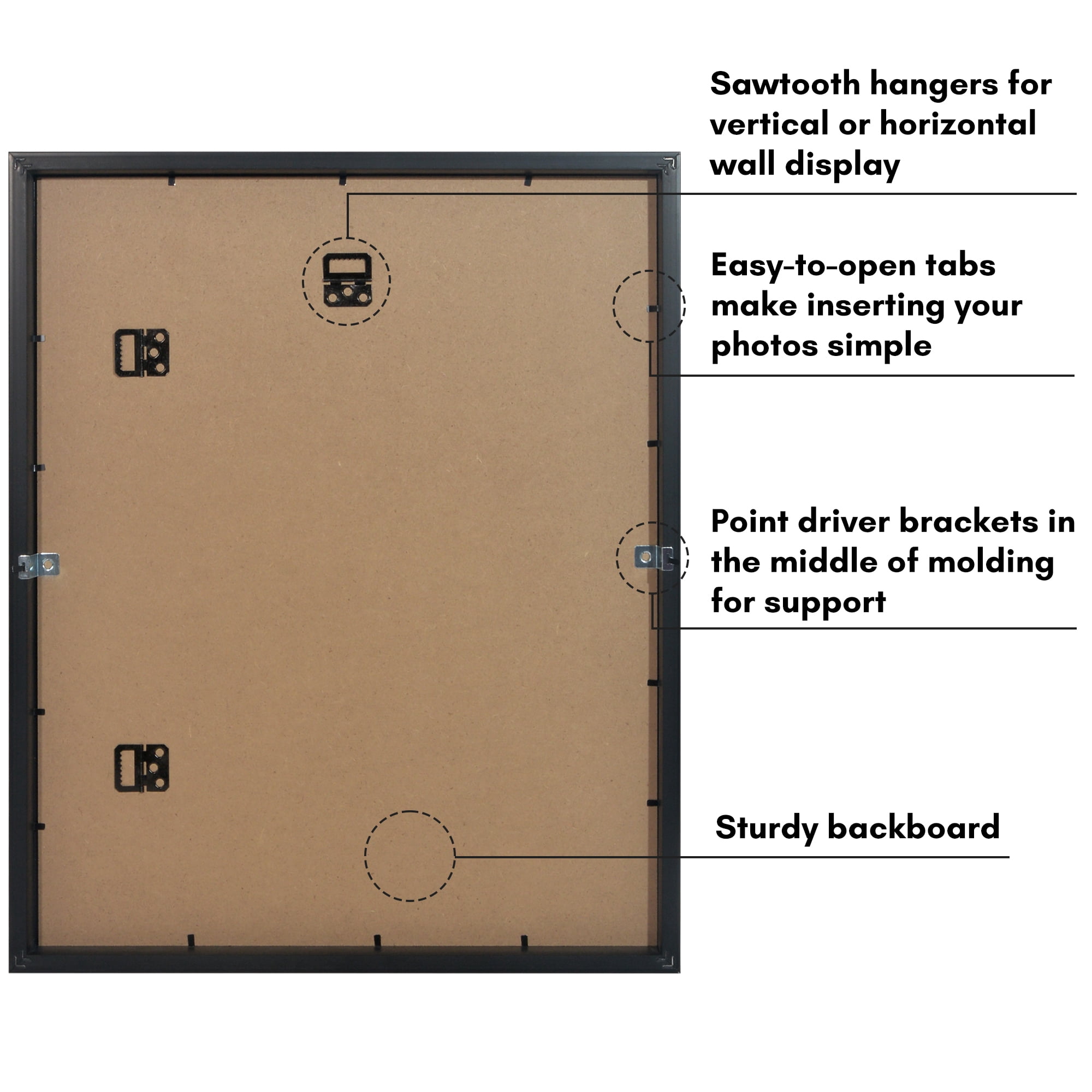 Americanflat 16x20 Picture Frame with Polished Plexiglass Soho Collection Gallery Style Deep Molding - Black