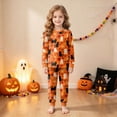 thumbnail image 2 of TOWED22 Toddler Girls Boys Halloween Skeleton Pajamas Sets Kids Cute Pumpkin Sleepwear Boys Halloween Ghost 2 Pcs PJS(Orange,4-5 Y), 2 of 8