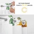 thumbnail image 3 of No Hook Shower Curtain with Snap in Liner, Summer Sunflower Hummingbird Waterproof Fabric Bathroom Curtain Mesh Top Window, Watercolor Green Leaves on White Shower Curtains 36x72in, 3 of 9