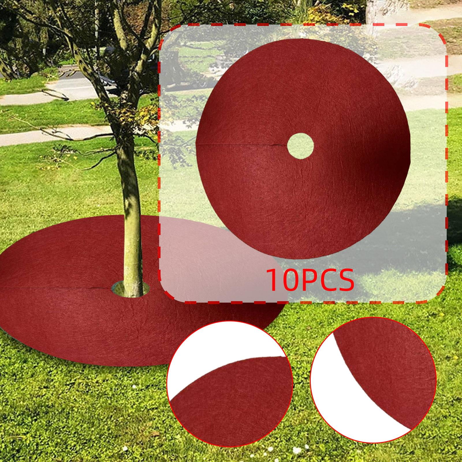 FashionCha 10 Pieces Tree Mulch Rings for Weed Control Fruit Tree Protector Thickened Plant Red