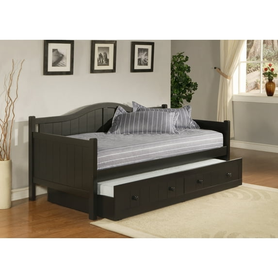 Hillsdale Furniture Staci Arched Wood Twin Daybed with Trundle, Classic Black