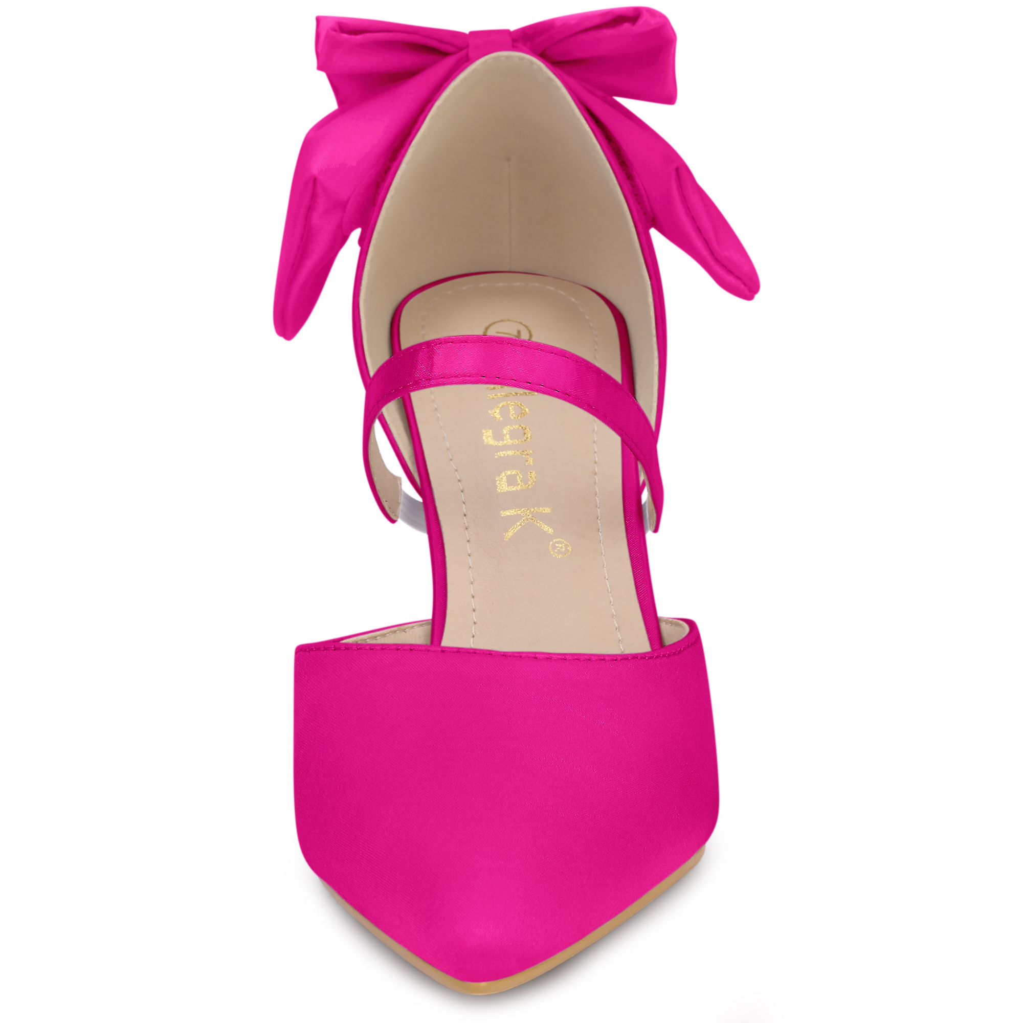 DARING DIVA Women's Pointed Toe Bow Satin Stiletto Heels Pumps Hot Pink 9