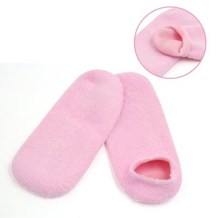 Gel Socks - Pair Pink Soften Exfoliating Moisturising Spa Foot Care Gel Socks
