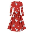 Christmas Maxi Dresses for Women 2025 Snowflake Xmas Tree Printed Tea