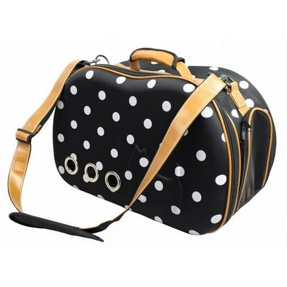 Fashion Dotted Venta-Shell Perforated Collapsible Military Grade Designer Pet Carrier, Polka Dotted - Medium