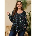 thumbnail image 6 of LARACE Womens Plus Size Long Sleeve Tops Tunic Tops Casual Floral Henley Shirts Flower95 2X, 6 of 7