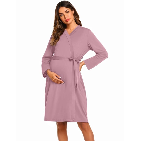 Ekouaer Maternity Robe 3 in 1 Labor Delivery Nursing Gown Hospital Breastfeeding Dress Bathrobes