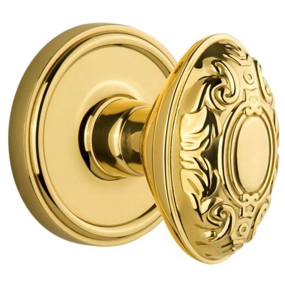 Grandeur Geogvc_Prv_238 Georgetown Solid Brass Rose Privacy Knob Set - Brass