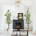 thumbnail image 6 of Hawsaiy 2 Pack 6FT Artificial Olive Tree with Natural Wood Trunk, Realistic Leaves & Fruits for Modern Home Office Living Room Decor, 6 of 10