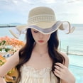 thumbnail image 3 of SikaFu Straw Hat Summer New Hat Female Lace Bow Beach, Beach, Sea Tourism Sunscreen Sun Hat Big Along The Sun Hat, 3 of 9