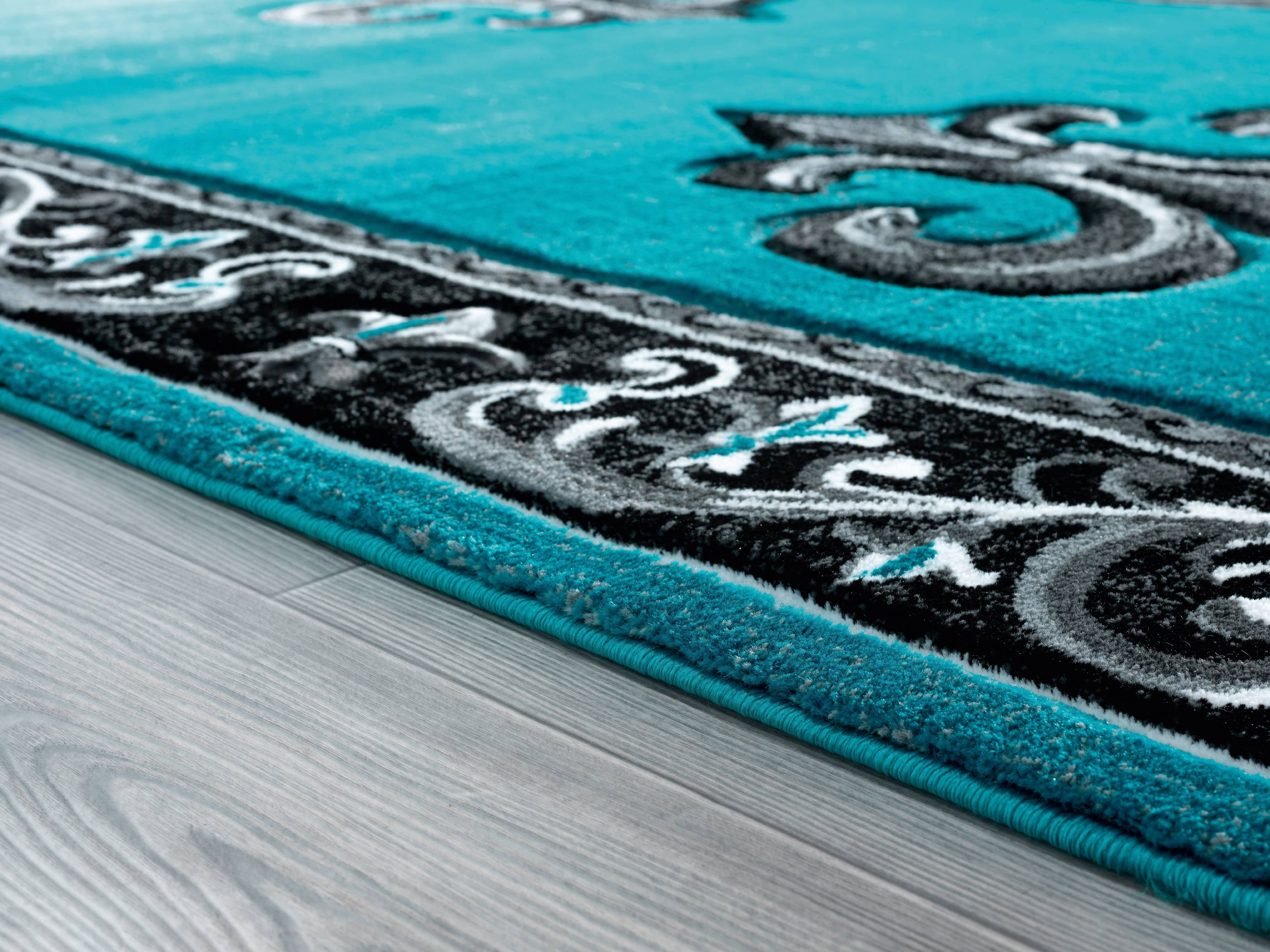 United Weavers Drachma Peleus Transitional Border Area Rug, Turquoise, 7'10" x 10'6"