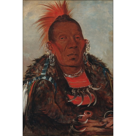 24"x36" Gallery Poster, Wah-ro-nee-sah, The Surrounder, Chief 1832 by george catlin