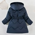 thumbnail image 5 of TAGOLD Winter Coats for Girls 5-11 Years Little Girl Coats Solid Long Sleeve Big Collar Bow Print Thickened Warm Quilted Coat, 5 of 5