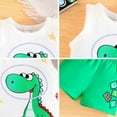 thumbnail image 5 of RTKFRFLM Toddler Boy Summer Shorts Set 2 Piece Short Sleeve Casual Cartoon Prints Tops Holiday Vest T Shirt Short Pants Suit Clothes Set Outfits,Size 12-18 Months, 5 of 5