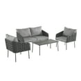 thumbnail image 2 of Christopher Knight Home Modern 4-Piece Outdoor Rope Woven Conversation Set, Metal Frame, Grey Cushions, 2 of 13