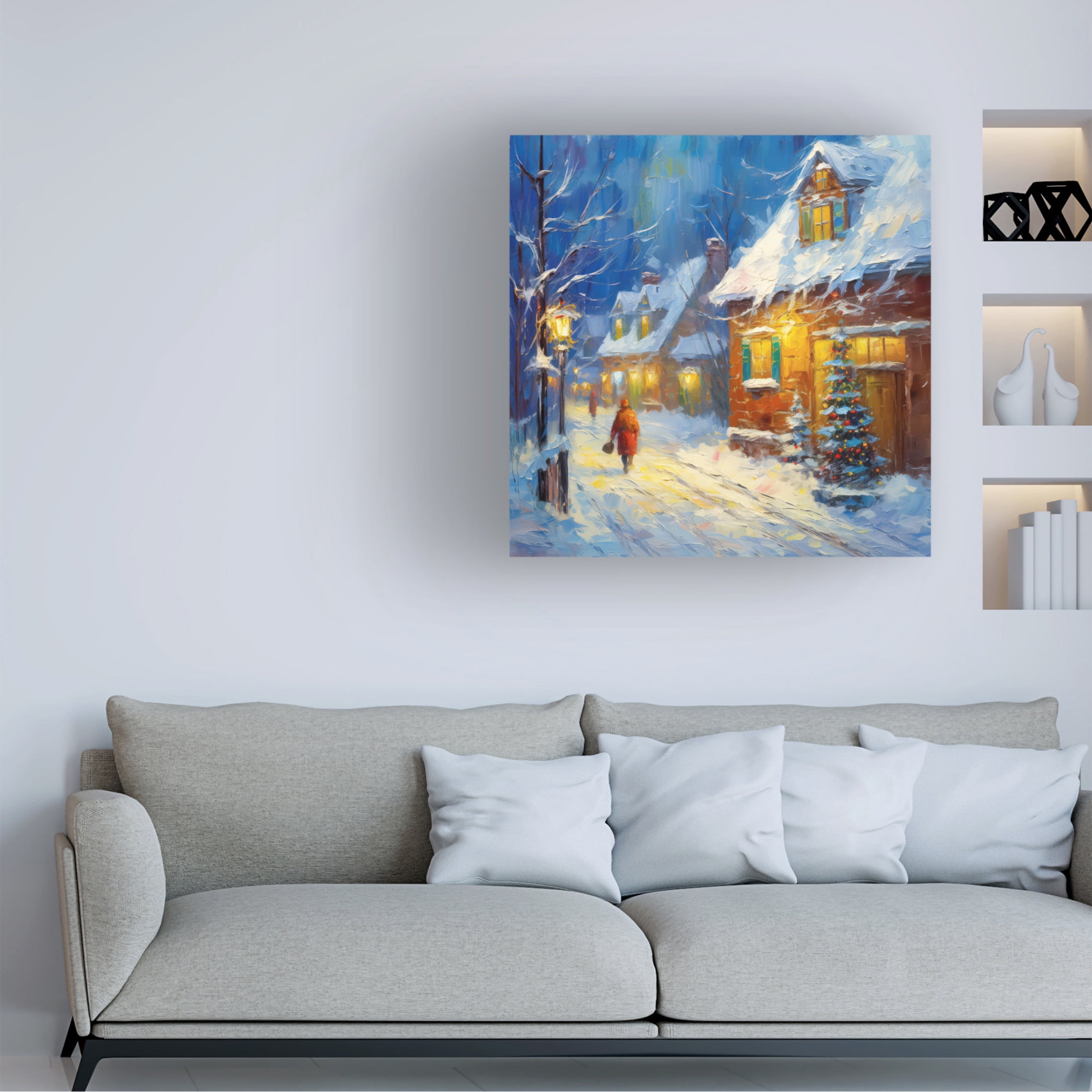 Canvas Wall Art - The Golden Valley 'Warm Glow Of Christmas' Wall Art for Living Room, Bedroom, or Office Décor by Trademark Fine Art - 18 x 18 Inches