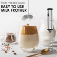 thumbnail image 2 of HLONK Handheld Milk Frother with Stainless Steel Stand USB Rechargeable Milk Foam Maker Electric Foam Blender Powerful Whisk Mixer for Coffee Cappuccino Frappe Matcha Hot Chocolate, 2 of 10