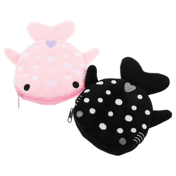 LOLIPPYY 2Pcs Shark Coin Purse Plush Wallet Small Bag for Purse Zipper