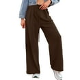thumbnail image 2 of Inleife Womens Wide Leg Corduroy Sweatpants Drawstring Fall Winter Casual Loose Flowy Ruffle Pants, 2 of 6