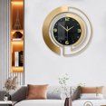 thumbnail image 4 of 24 inch Luxury Gold & Black Metal Wall Clock - Marble Pattern Silent Quartz Clock, Modern Art Hollow Large Size Decorative Wall Clock for Living Room / Bedroom (No Battery), 4 of 10