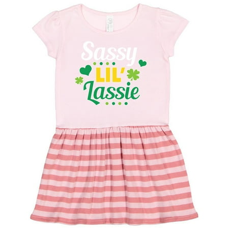 

Inktastic Saint Patrick s Day Sassy Lil Lassie with Shamrocks Gift Toddler Girl Dress
