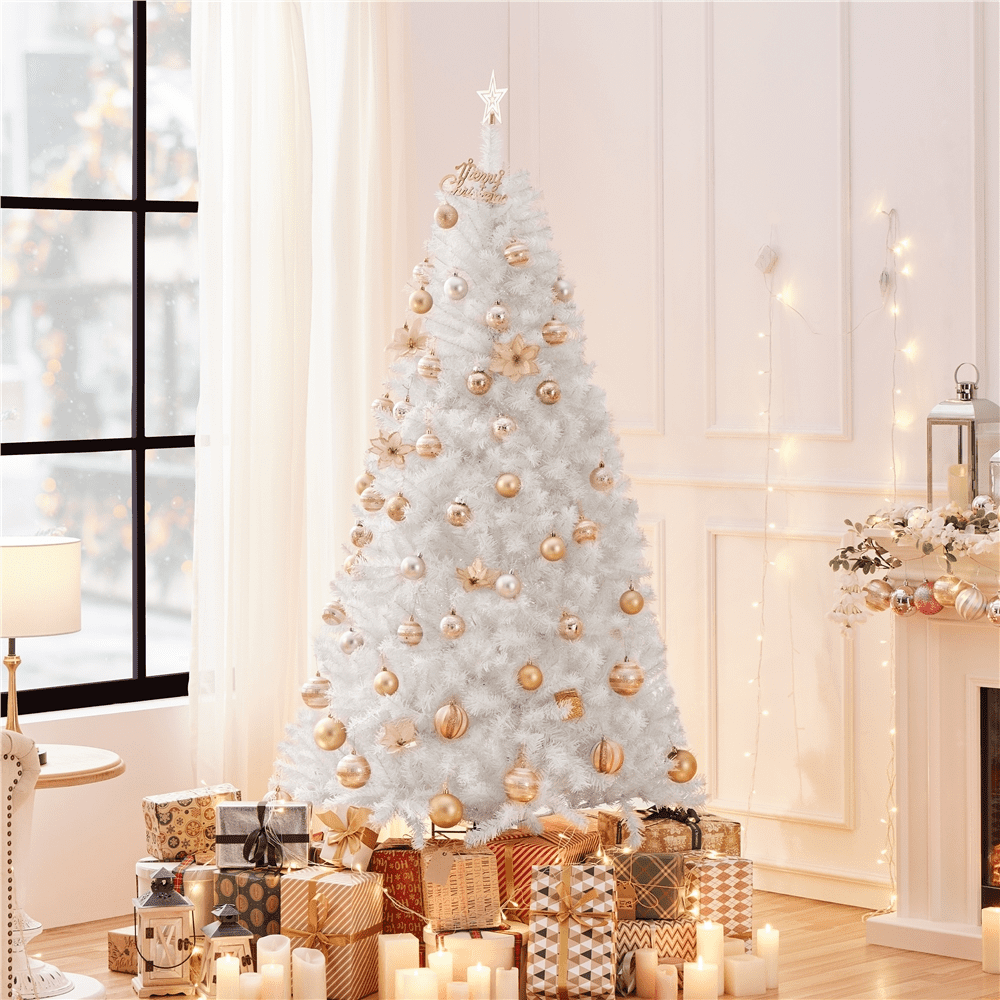 Renwick 6ft Hinged Spruce Artificial Christmas Tree with Foldable Stand, White
