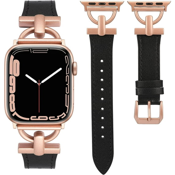 ANTHOUSELeather Band Compatible with Apple Watch Band Women 38mm 40mm 41mm 42mm 44mm 45mm 49mm(Ultra), Dressy Leather Strap with D-Shape Metal Buckle for iWatch Bands Series 8 SE 7 6 5 4 3 2 1