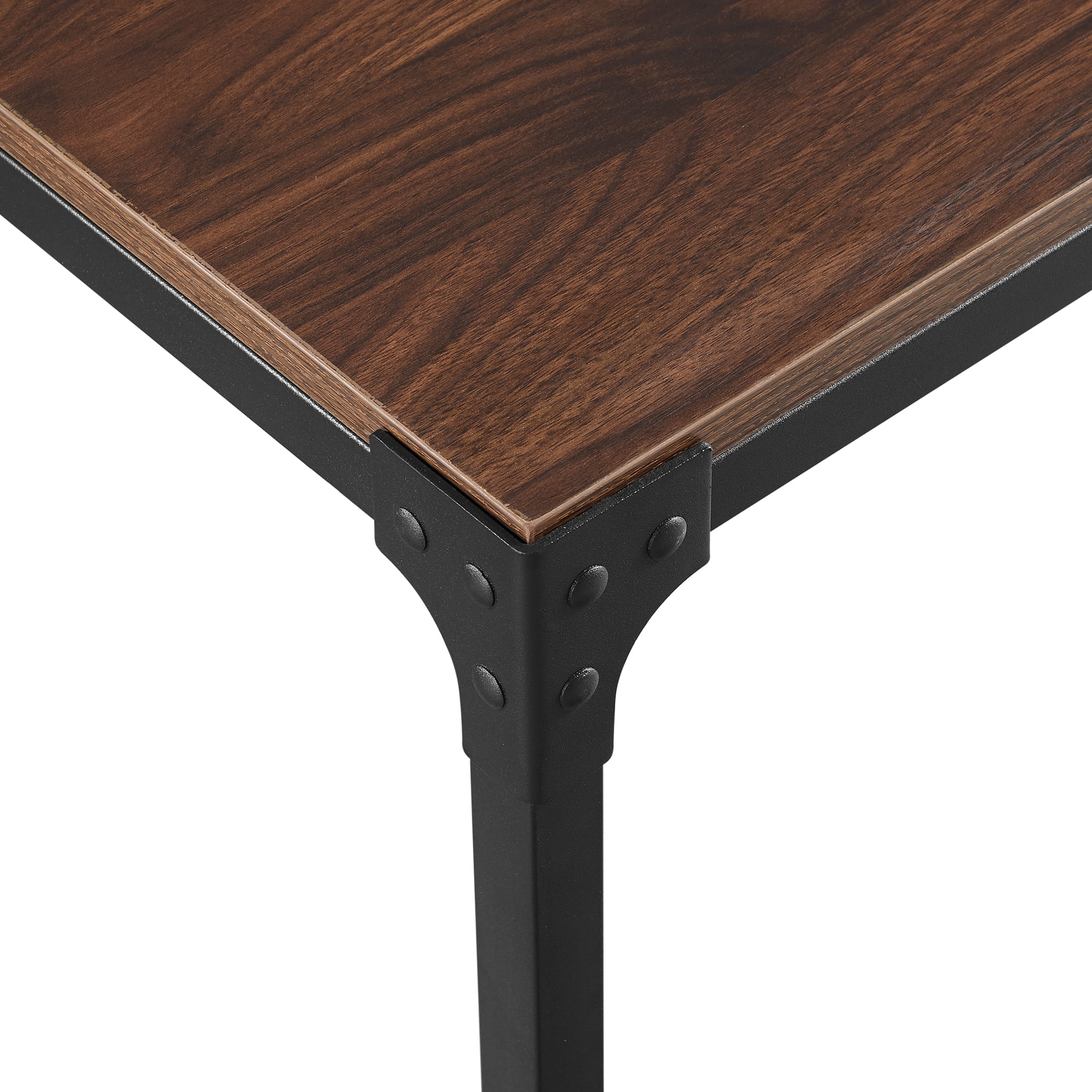 Woven Paths 48" Angle Iron Rustic Wood Dining Table, Dark Walnut