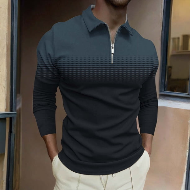 Blusa y camisa de manga larga con cuello vuelto para hombre, jersey de solapa de manga corta, top deportivo de manga corta con solapa, blusa de poliéster para hombre