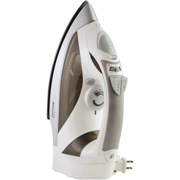 BRENTWOOD MPI-59W 1,200-Watt Nonstick Steam Iron with Retractable Cord (White...