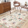 thumbnail image 3 of Floral Washable Rugs For Living Room, Cream Area Rugs Bedroom Rug Non Slip Entryway Rug, Farmhouse Throw Rugs Soft Low Pile Carpet For Kitchen Dining Room Playroom Nursery Coffee 5x7ft, 3 of 6