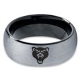 thumbnail image 2 of Tungsten Growling Grizzly Black Bear Band Ring 8mm Men Women Comfort Fit Black Dome Brushed Gray Polished, 2 of 4