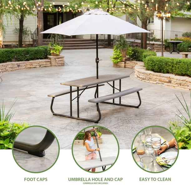 6-Foot Folding Plastic Picnic Table for Patios - Walmart Business