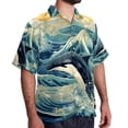thumbnail image 2 of Whale Men's Short Sleeve Button Down Beach Shirts, Casual Printed Summer Unisex Tops, 2 of 6
