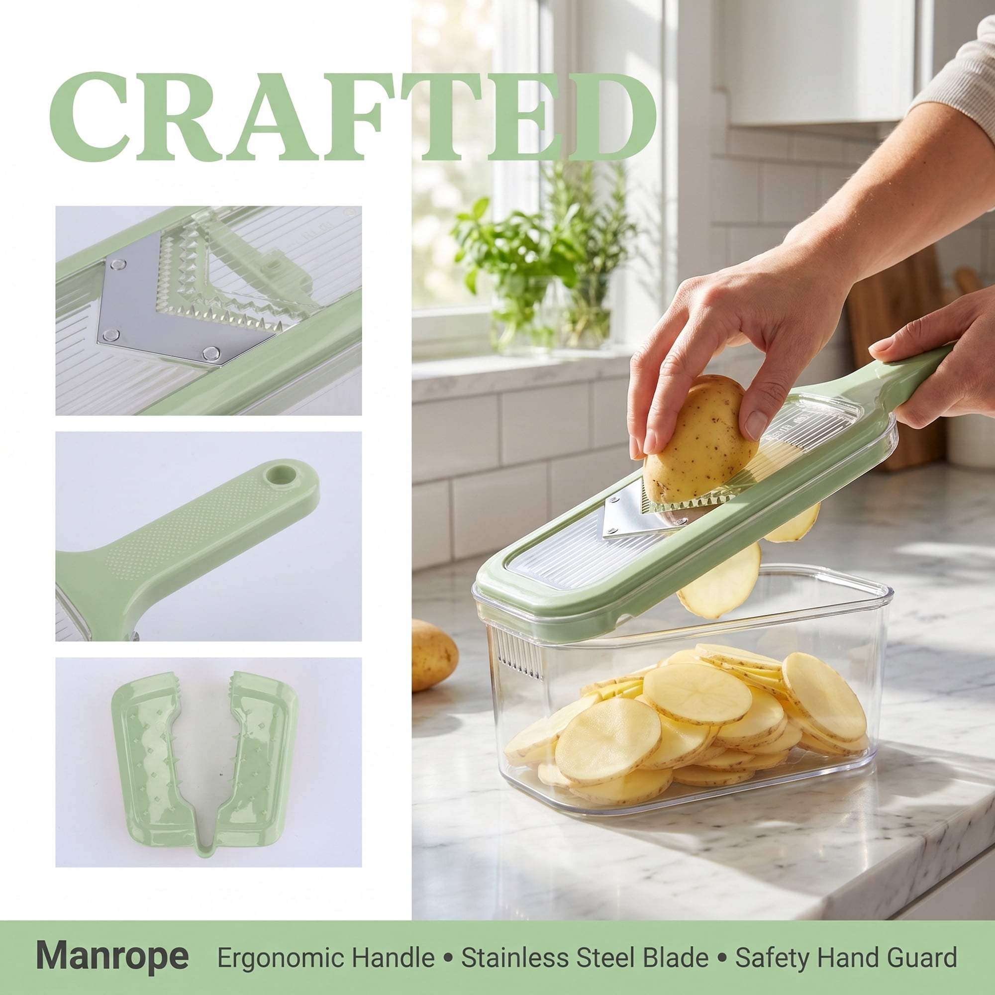 Unique Bargains Versatile 3-in-1 Vegetable Slicer and Chopper for Home Green B 13.2"x4.3"