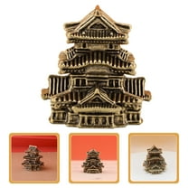 OUNONA Miniature Brass Pagoda Statue Vintage Pavilion Figurine for Living Room Decoration Asian Zen Garden Decor Ornaments for Office Aquarium Decorations