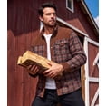 thumbnail image 6 of Xidunhg Men's Long Sleeve Sherpa Lined Shirt Jacket Flannel Plaid Fleece Coats, 6 of 13