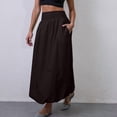 thumbnail image 3 of Women's Bubble Long Skirt Elastic Waist A-Line Pleated Ruffle Flowy Balloon Maxi Skirts with Pockets, 3 of 8