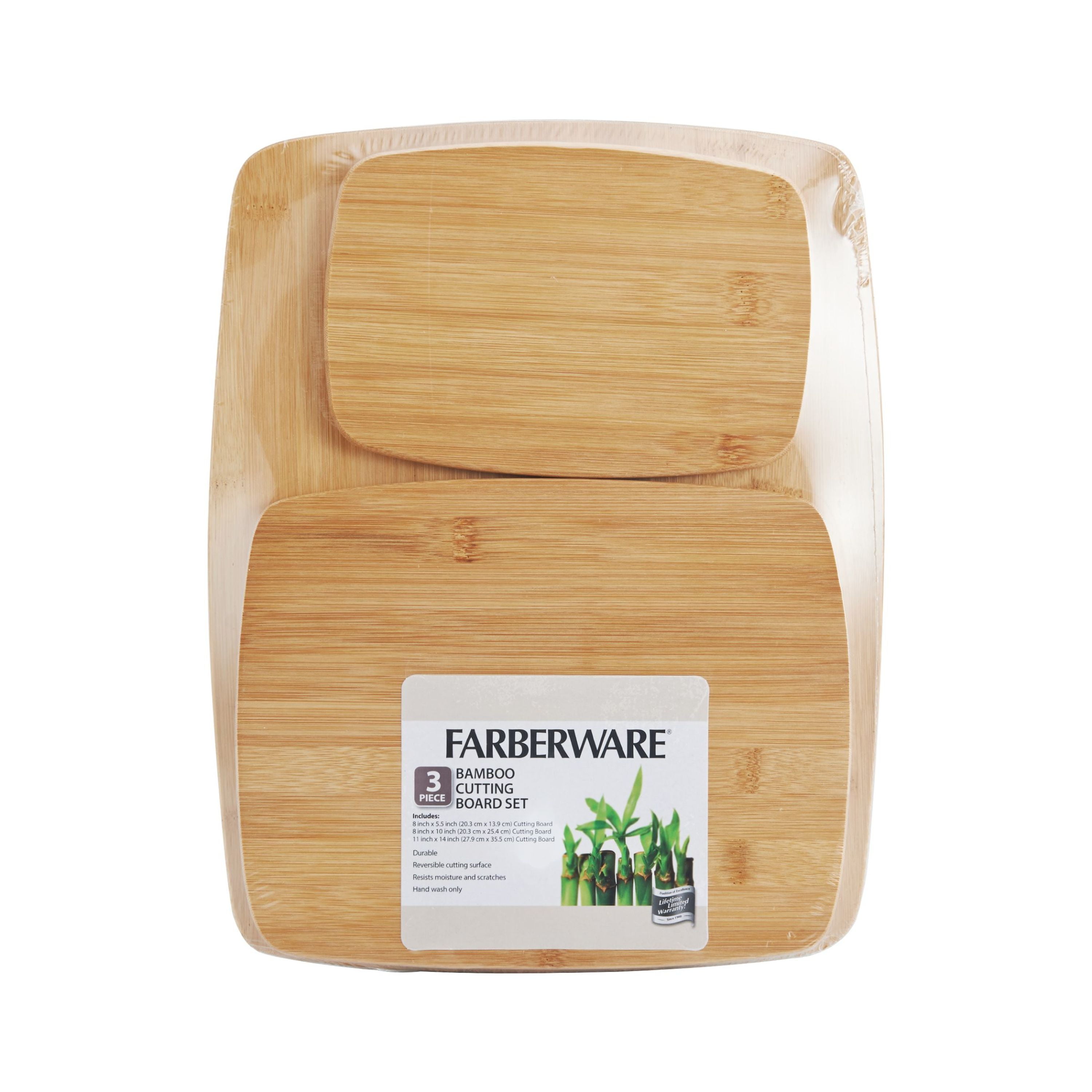 Farberware 3 Piece Kitchen Cutting Board Set Bamboo, Size: 14 inchx11 inch, 10 inchx8 inch, 8 inchx5.5 inch