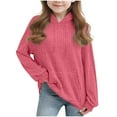 thumbnail image 2 of Xdegoge Ribbed Knit Hoodies for Teen Girls Soft Long Sleeve Pullover Hooded Sweater with Pocket Loose Fit Casual Plain Winter Kids Tops 4-14 Years, 2 of 7