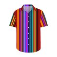thumbnail image 4 of ZCFZJW Mens Summer Short Sleeve Button Down T-Shirts Casual Colorful Striped Print Hawaiian Tees Tops Loose Fit Collared Beach Shirts Multicolor#11 XXXL, 4 of 5