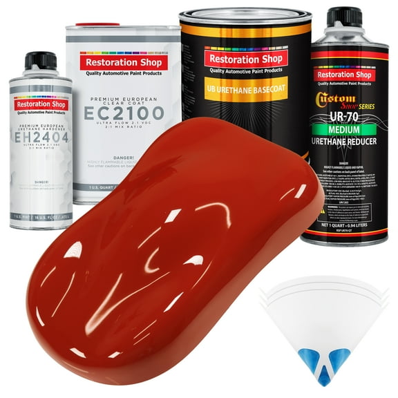 Restoration Shop - Scarlet Red Urethane Basecoat with European Clearcoat Auto Paint - Complete Quart Paint Color Kit - Automotive Refinish Coating